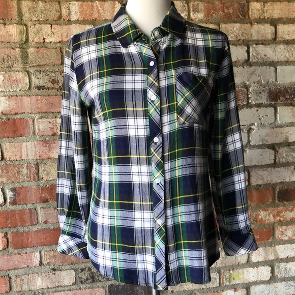 Rails Tops Green White Black Yellow Plaid Flannel Shirt Poshmark